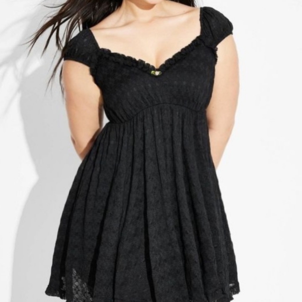 Wild Fable Black Lace Garment with Floral Accent